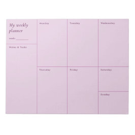 Bloco De Notas Planejador Semanal minimalista rosa moderno