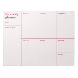 Bloco De Notas Planejador Semanal minimalista vermelho e bege mod