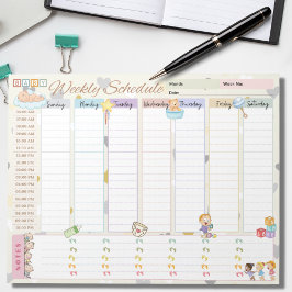 Bloco De Notas Planejador Semanal para Bebê Tema Amarelo Pastel
