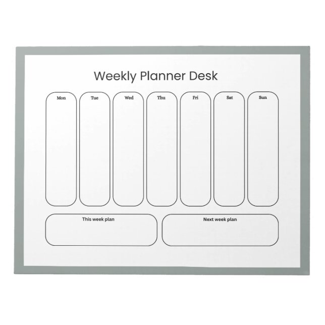Bloco De Notas Planejador Semanal para Mesa (Frente)