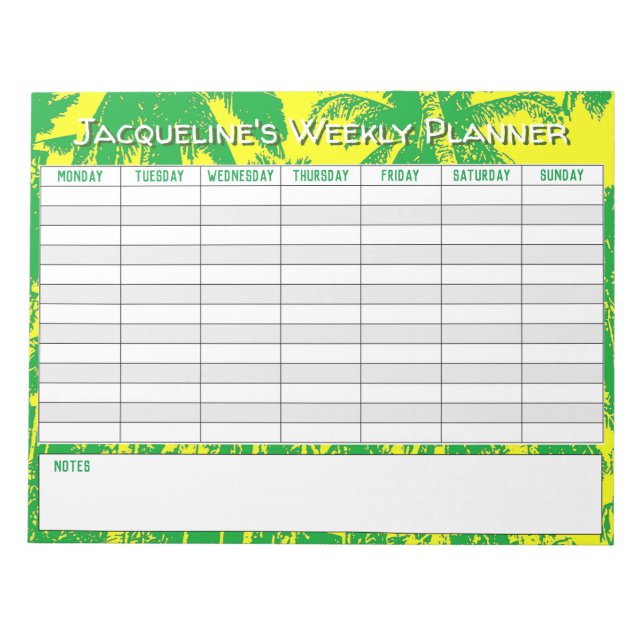 Bloco De Notas Planejador Semanal para Personalizar com a Escolha (Frente)