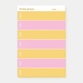Bloco De Notas Planejador Semanal Personalizado Amarelo Ensolarad