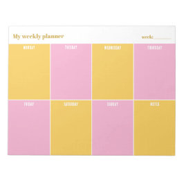 Bloco De Notas Planejador Semanal Personalizado Amarelo Sol e Ros