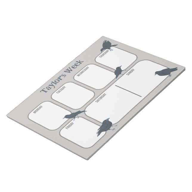 Bloco De Notas Planejador Semanal Personalizado de Corvos Negros (Inclinado)