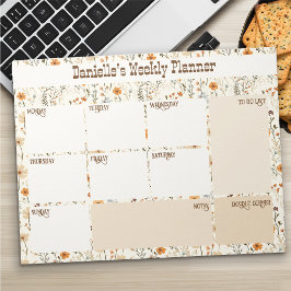 Bloco De Notas Planejador Semanal Personalizado Floral do Western