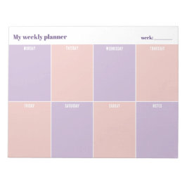 Bloco De Notas Planejador Semanal Personalizado Pastel Lavanda e 