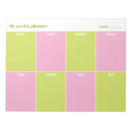 Bloco De Notas Planejador Semanal Personalizado Rosa e Lima Color