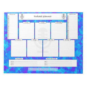 Bloco De Notas Planejador semanal Podcast com metas mensais