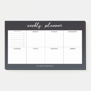 Bloco De Notas Planejador semanal preto e branco moderno
