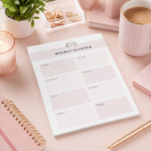 Bloco De Notas Planejador Semanal Profissional Estética Rosa