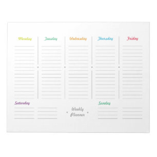 Bloco De Notas Planejador Semanal Retroativo Simples