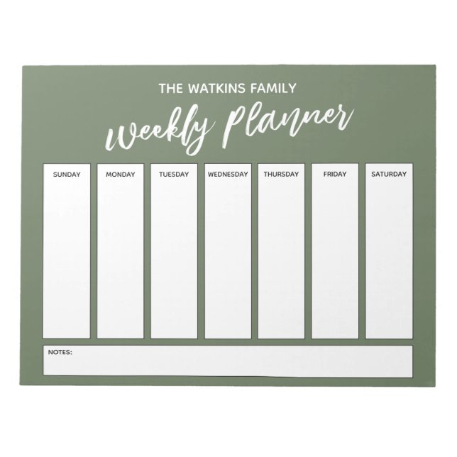 Bloco De Notas Planejador Semanal Simples de Escrita Informal, Ol (Frente)
