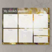Planejador Semanal Tulipa Amarela Dourada