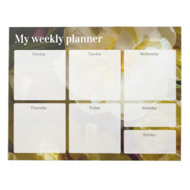 Bloco De Notas Planejador Semanal Tulipa Amarela Dourada