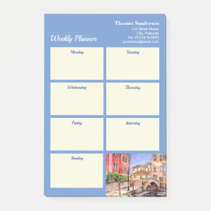 Bloco De Notas Planejador semanal Veneza Itália Caneta Wash Wate