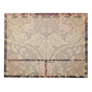 Bloco De Notas Planejador semanal - William Morris Honeysuckle No