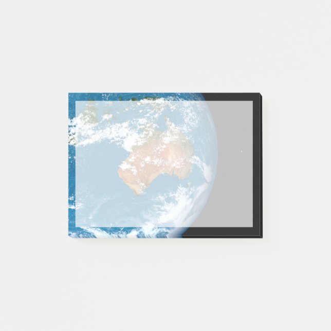 Bloco De Notas Planeta Terra Mostrando Nuvens Sobre A Austrália. (Frente)