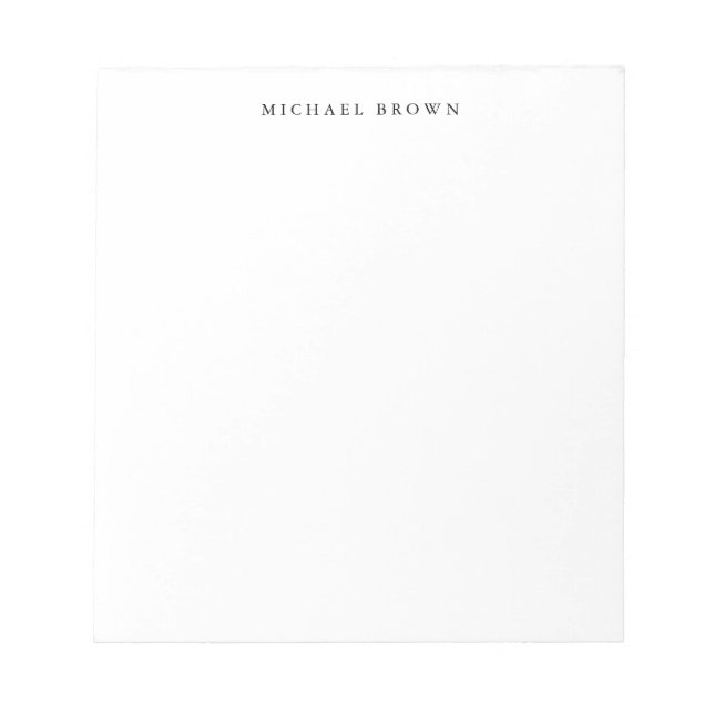 Bloco De Notas Planície Elegante Clássica Única Branca Preta (Frente)