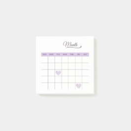Bloco De Notas Planne mensal mínima romântica Pastel Purple