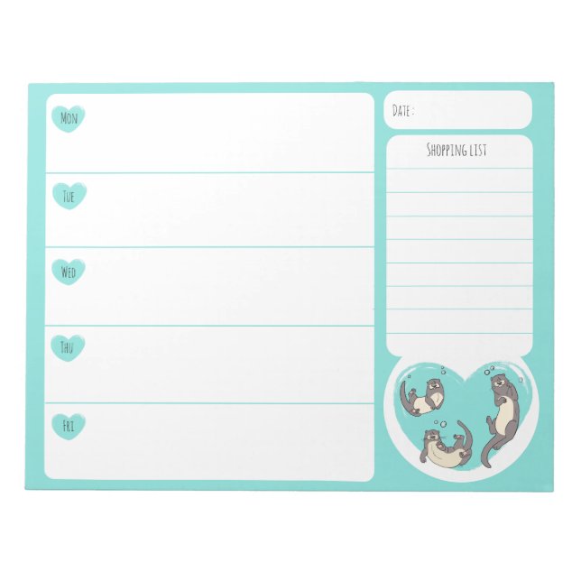 Bloco De Notas Planner de almoço do Rio Nadar Otter School Planne (Frente)