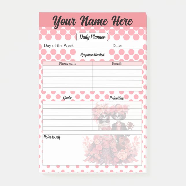 Bloco De Notas Planner Diário do Crânio de Açúcar Gelado (Frente)