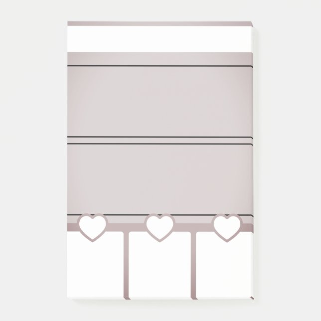 Bloco De Notas Planner Diário Rosa, Tema Coração, Posta nota (Frente)