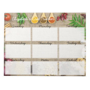 Bloco De Notas Planner Semanal do Controlador de Comidas de Dieta