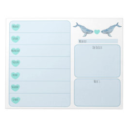 Bloco De Notas Planner Semanal do Coração da Baleia-Jubarte