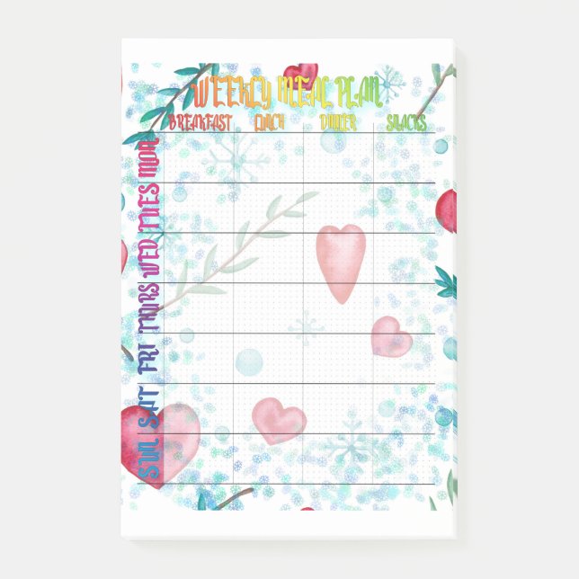 Bloco De Notas Plano de refeições semanal (Frente)