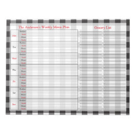 Bloco De Notas Plano Personalizado de Menu Xadrez Búfalo Branco P