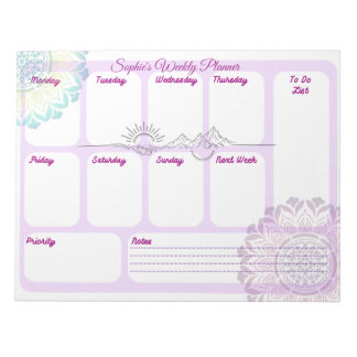 Bloco De Notas Plano Semanal Espiritual Boho Mandala para Mesa