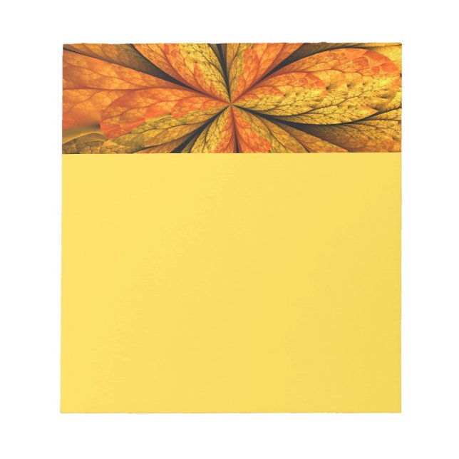 Bloco De Notas Planta de Outono, Arte Fractal Abstrata Moderna Fo (Frente)