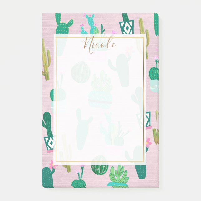 Bloco De Notas Plantas de cactos do sudoeste, Russo, Rosa, (Frente)