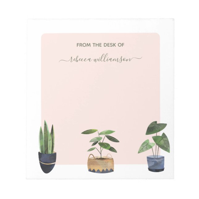 Bloco De Notas Plantas em Vasos Boho da Mesa de Personalizados   (Frente)