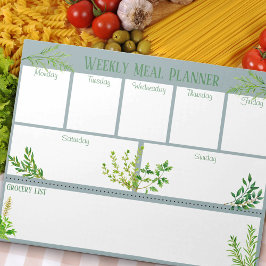 Bloco De Notas Plantas Frescas de Cozinha - Planner de Refeições 
