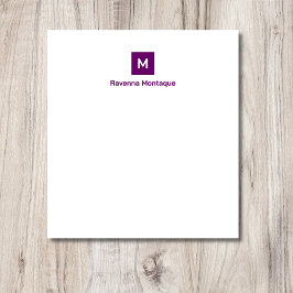 Bloco De Notas Plum Purple Modern Chic Trendy Monogram Name