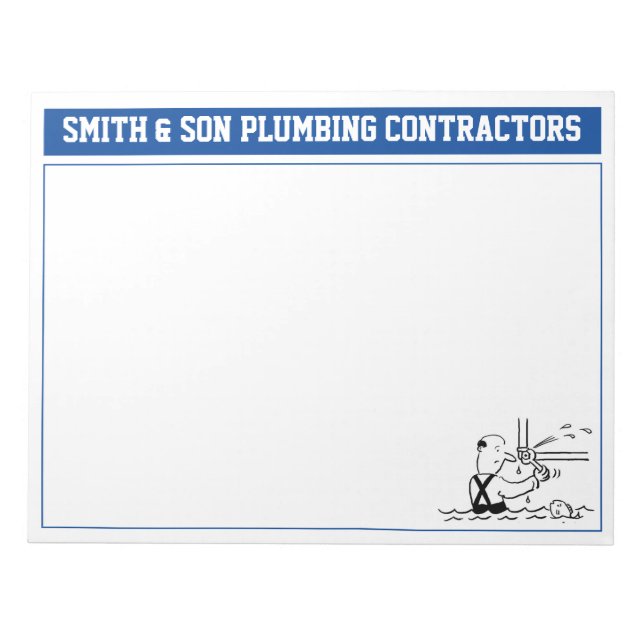 Bloco De Notas Plumbing Company Notepad para Personalizar. (Frente)