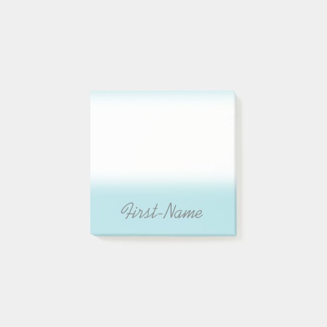 Bloco De Notas Pó básico Fundo azul com nome de Cinza escuro (Frente)