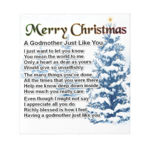 Bloco De Notas Poema da madrinha - design do Natal