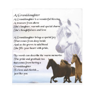 Bloco De Notas Poema da neta - design dos cavalos