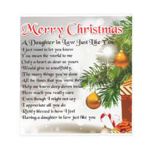 Bloco De Notas Poema da nora - design do Natal