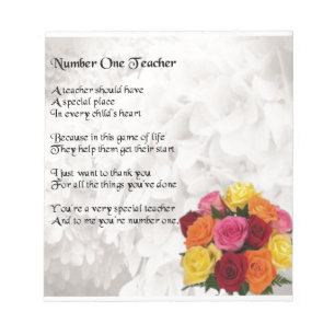 Bloco De Notas Poema do professor - design das flores
