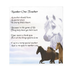 Bloco De Notas Poema do professor - design dos cavalos
