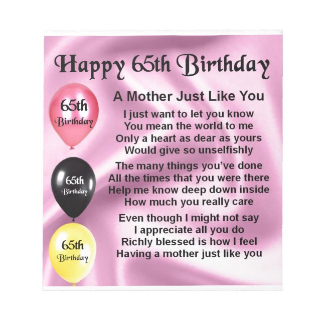 Bloco De Notas Poema-Mãe - 65.º Aniversário (Frente)