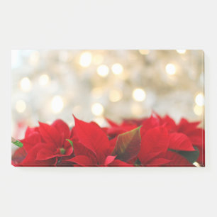 Bloco De Notas Poinsétias vermelhas com Natal dourado de Bokeh