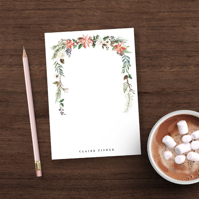 Bloco De Notas Poinsettia Quadro Personalizado Natal (Criador carregado)