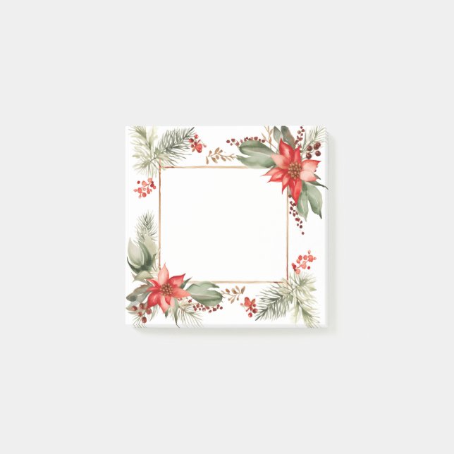 Bloco De Notas Pointsettia e Borda Evergreen (Frente)