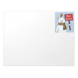 Bloco De Notas Polar Bear and Robin Christmas Greeting