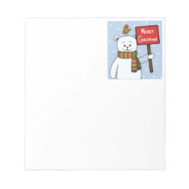 Bloco De Notas Polar Bear and Robin Christmas Greeting