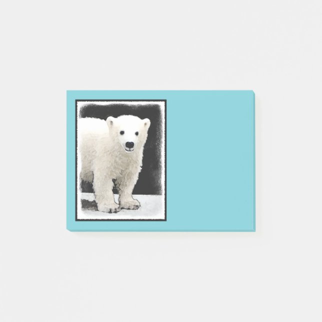 Bloco De Notas Polar Bear Cub Painting - Arte Original (Frente)
